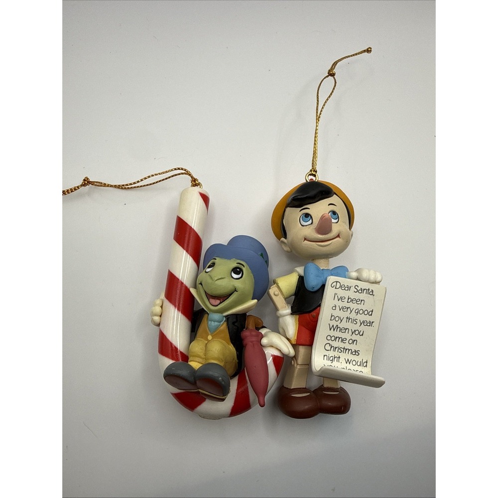 Vintage Grolier Disney Christmas Magic Pinocchio & Jiminy Cricket Ornaments